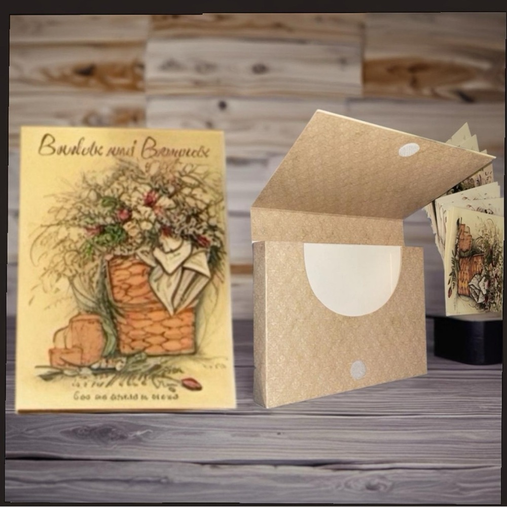 2005 “Baskets and Bouquets” Boxed Set of 15 Cards & Envelopes w/ Velcro closure